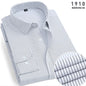 Men's Striped Long-Sleeved Shirt Comfortable Cotton Blend