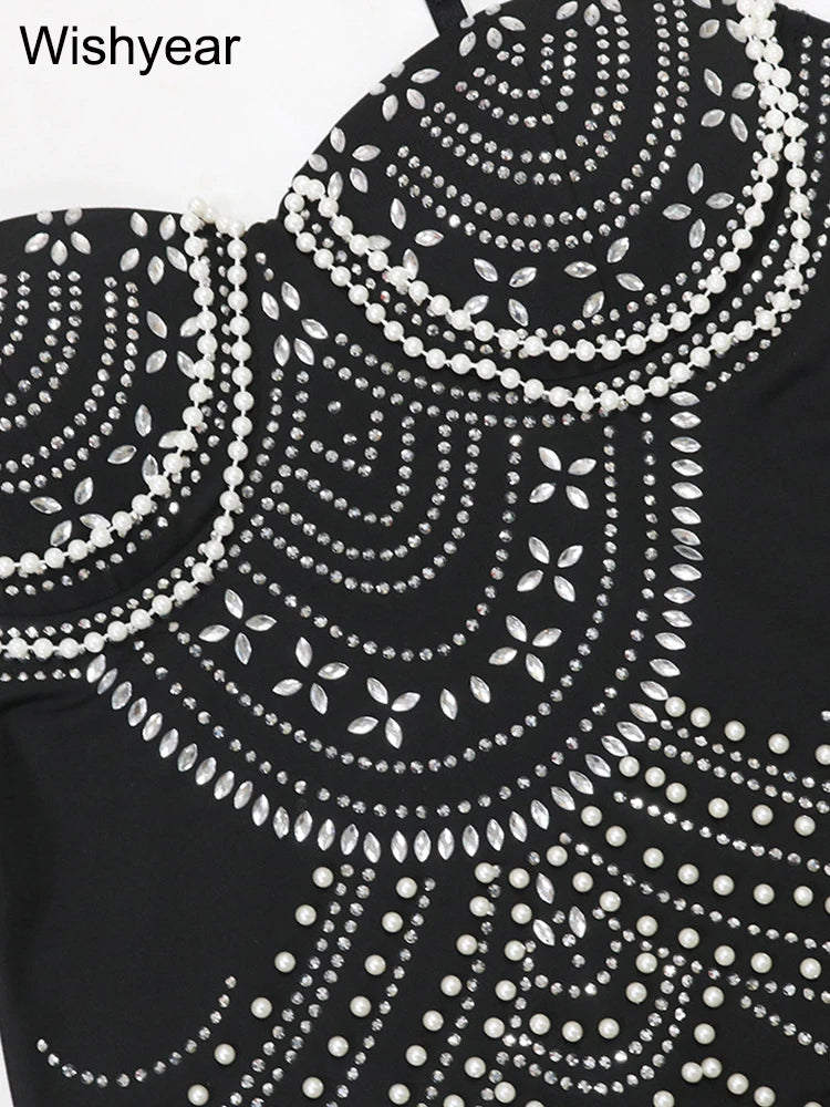 Luxury Brown Rhinestone Evening Gown for Women