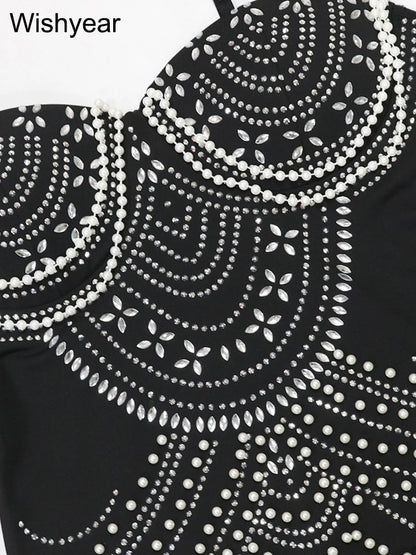 Luxury Brown Rhinestone Evening Gown for Women