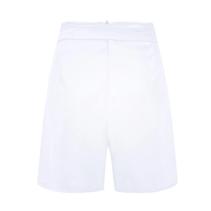 Y2K Solid Button Front Tie Waist Shorts for Women