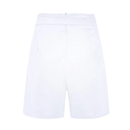 Y2K Solid Button Front Tie Waist Shorts for Women
