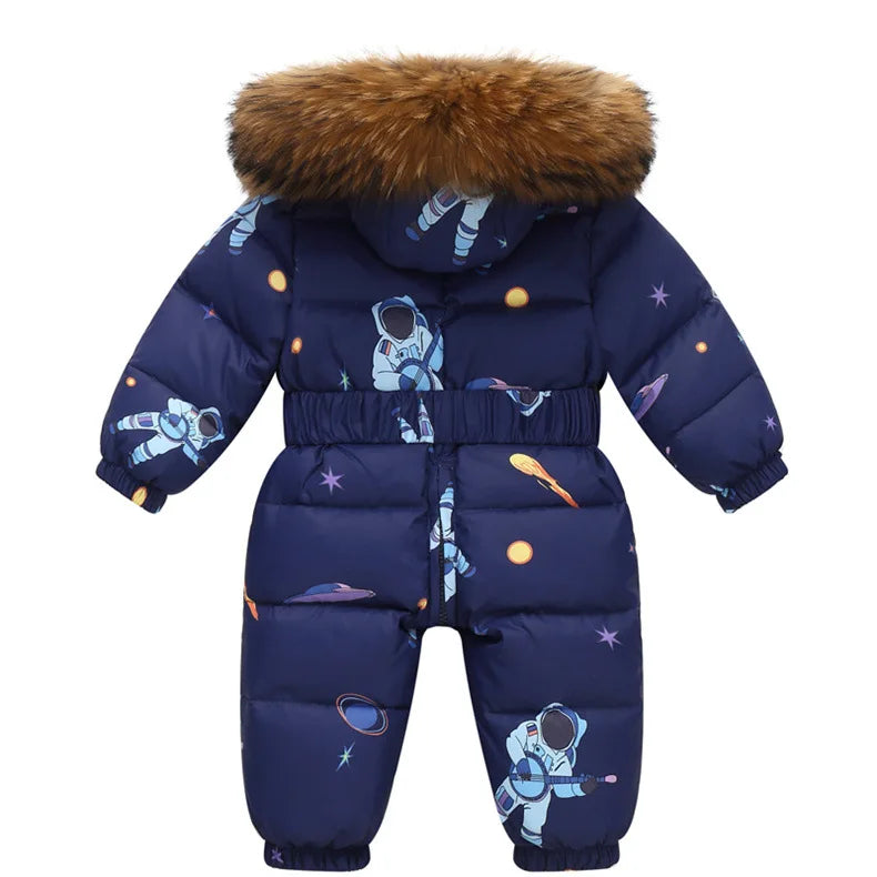 Children's Waterproof Hooded Down Snowsuit for Winter