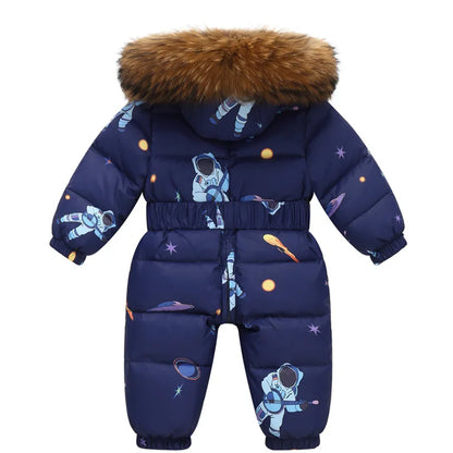 Children's Waterproof Hooded Down Snowsuit for Winter