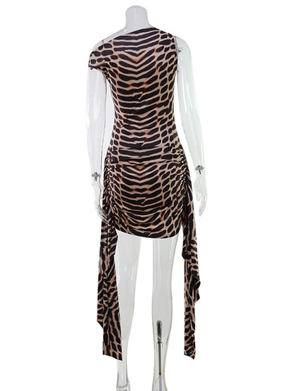 CNYISHE Print Slash Neck Sheath Dress for Women