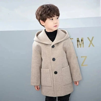 Winter Woolen Jacket for Boys Casual Hooded Coat