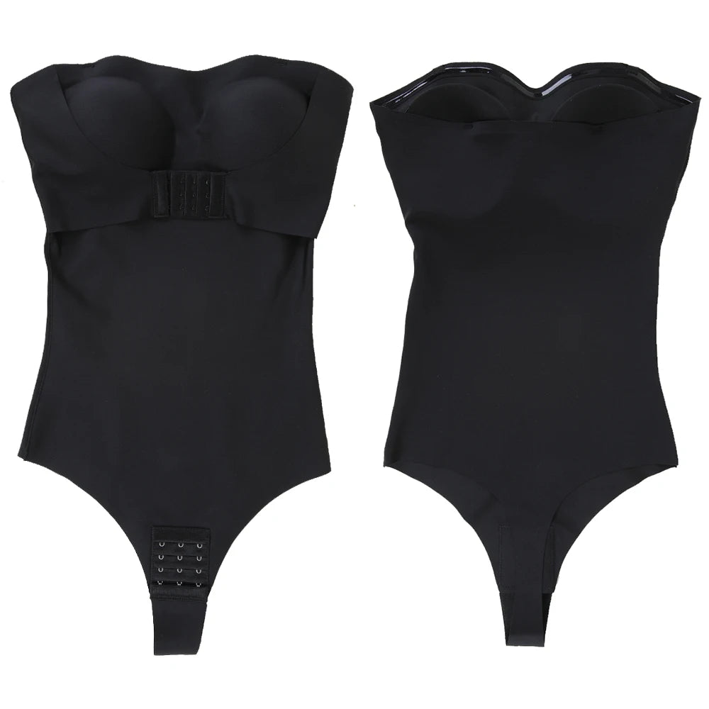 Strapless Bodysuit Tummy Control Shapewear Black S-4XL