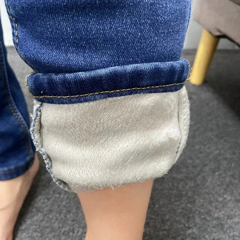Women's Winter Plush Stretch Skinny Jeans