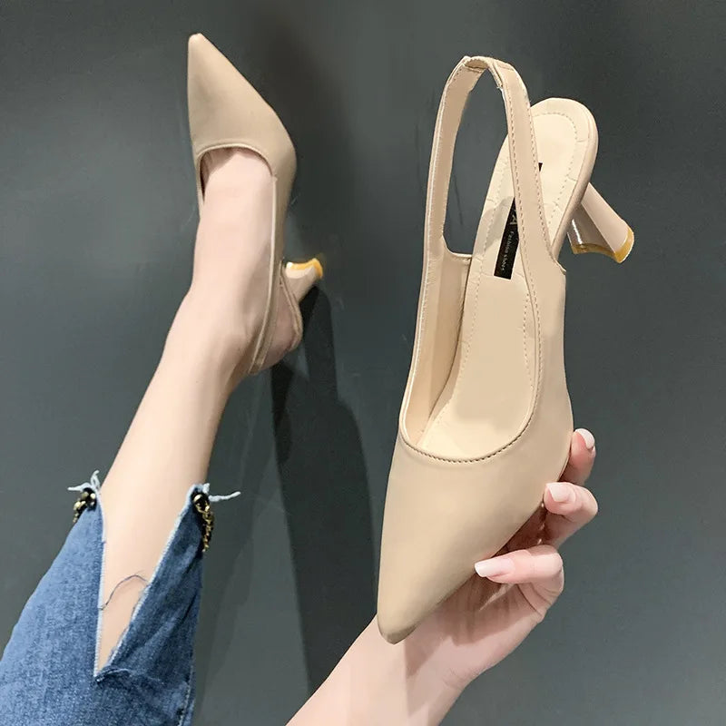 Breathable Pointed Toe Stiletto Heel PU Women's Sandals