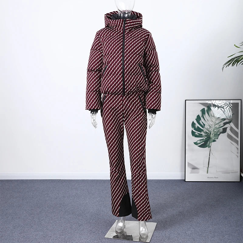 Hooded One-Piece Ski Jumpsuit for Women Windproof Outwear