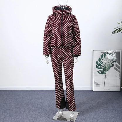 Hooded One-Piece Ski Jumpsuit for Women Windproof Outwear