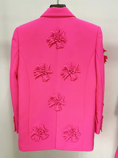 Women's Double Breasted Long Blazer with Appliques