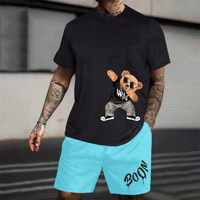 Men's Summer Loose Harajuku T-Shirt and Shorts Set