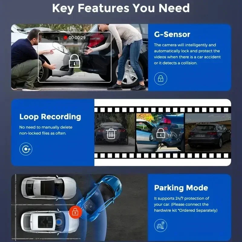 1080P WiFi Dash Cam with Front and Rear Cameras