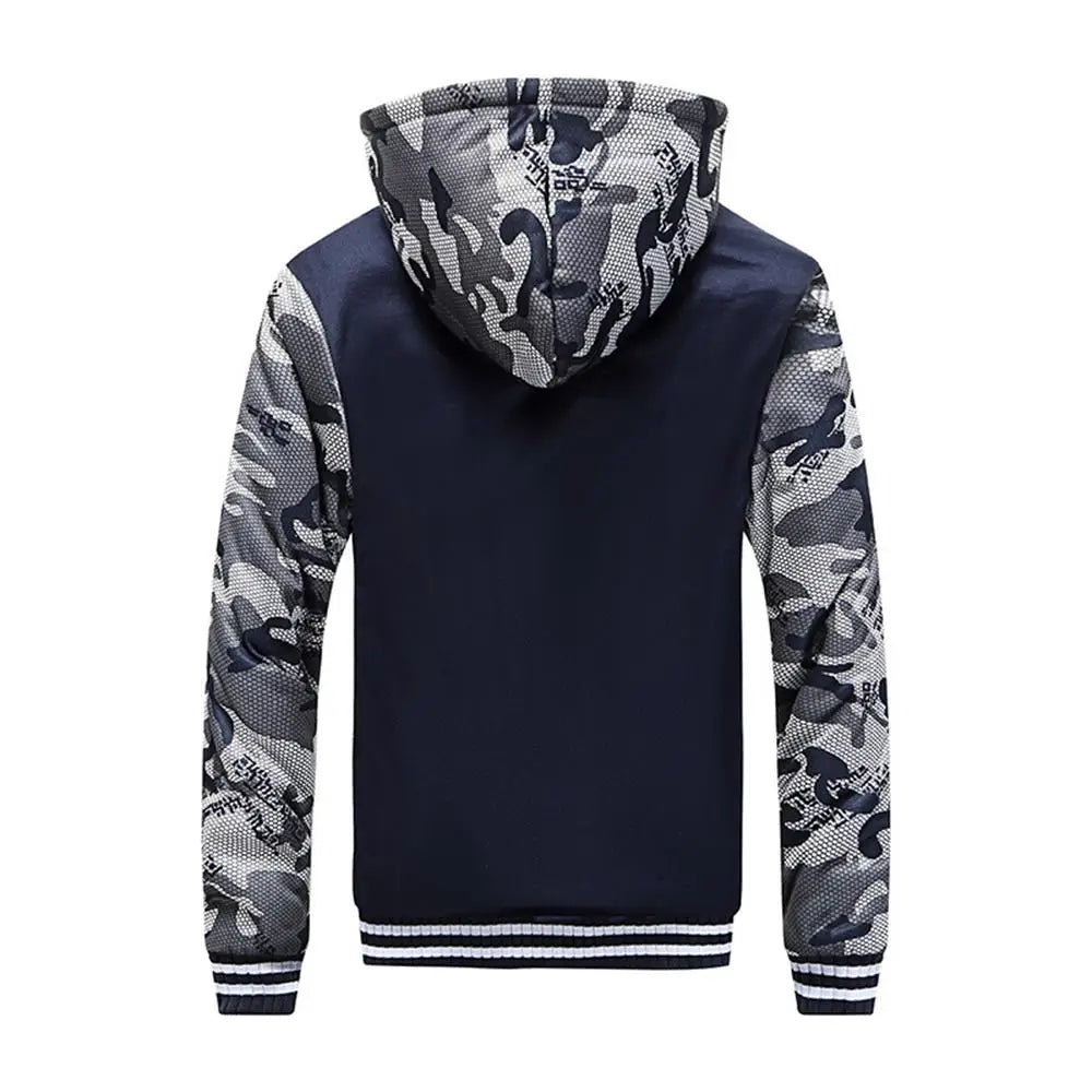 Men's Camouflage Winter Jacket Fleece Long Sleeve Coat