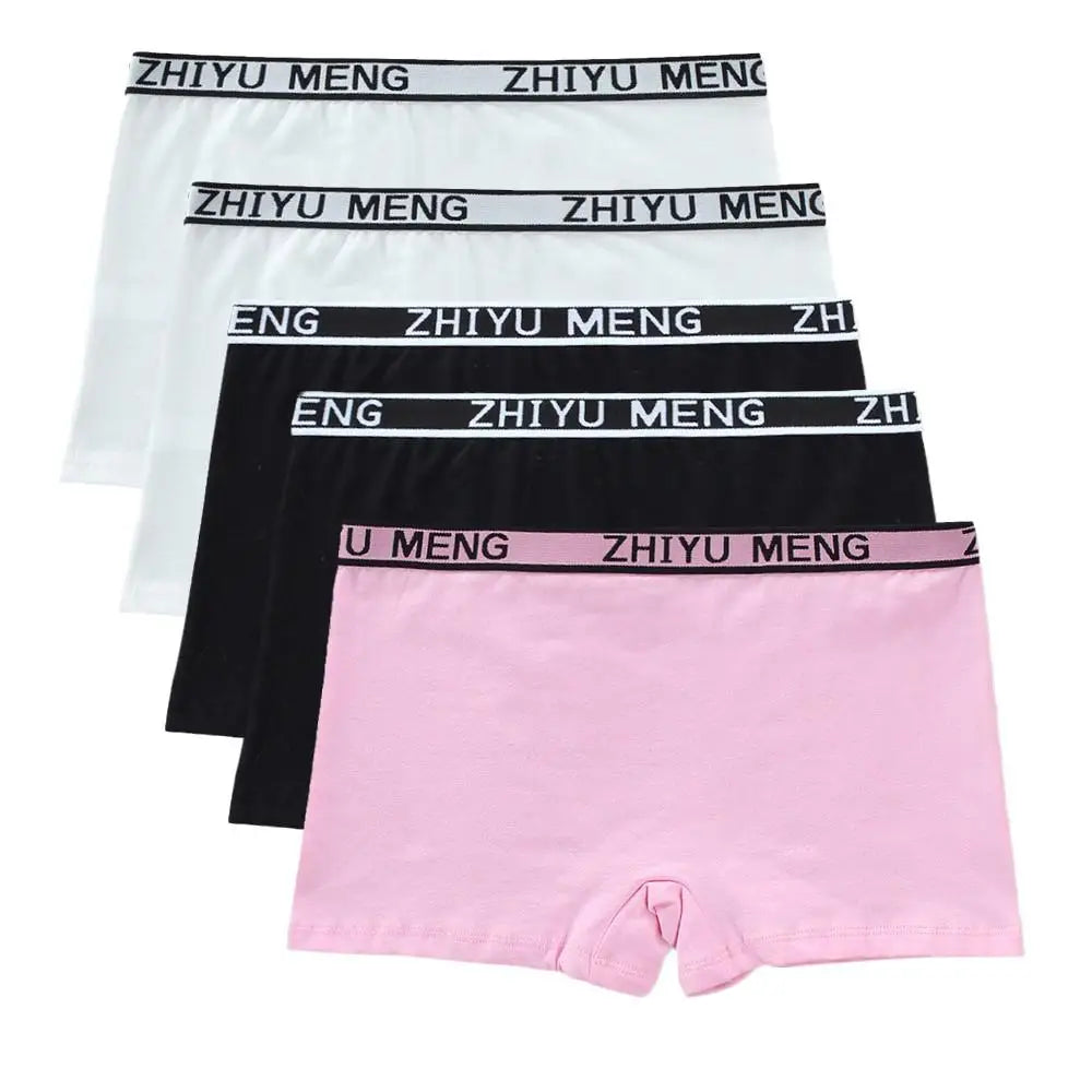 Teenage Girls Cotton Panties Solid Color Mid Waist Briefs