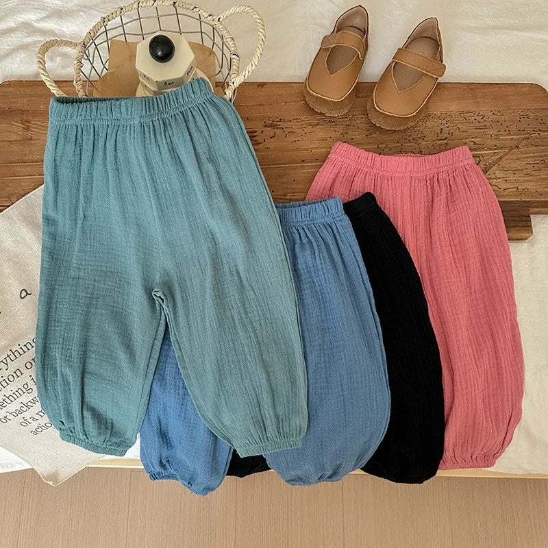 Summer Thin Solid Color Anti Mosquito Pants for Kids