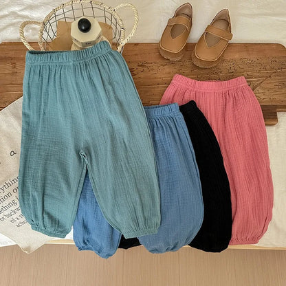 Summer Thin Solid Color Anti Mosquito Pants for Kids