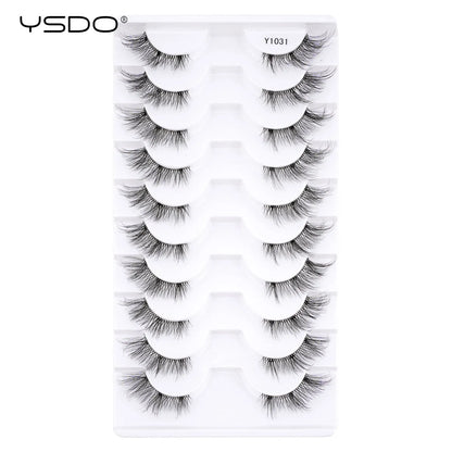 YSDO 5/10 Pairs Natural Soft Black Half Lashes