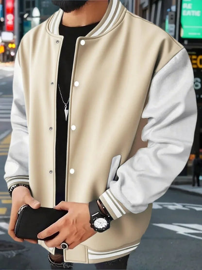 Men's Black And White Varsity Baseball Jacket