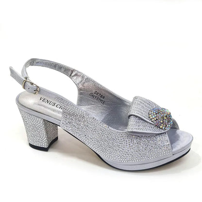 Golden Wedding Shoes And Bag Set With Diamond Decoration