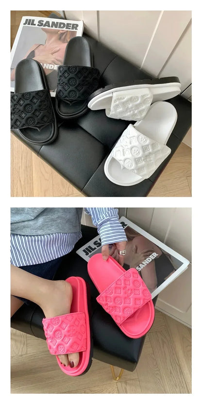 Ladies Canvas Flat Slippers Summer Sandals for Women