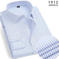 Men's Striped Long-Sleeved Shirt Comfortable Cotton Blend