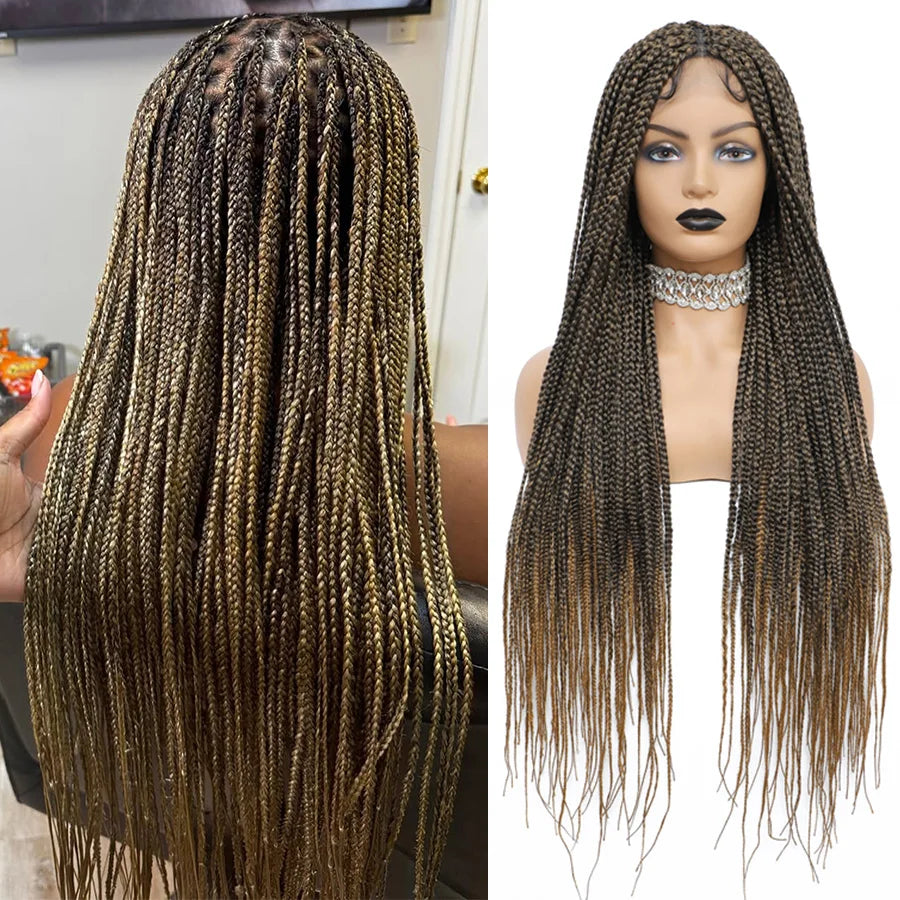 Cornrows Braided Wig 36 Inches Synthetic Hair Black