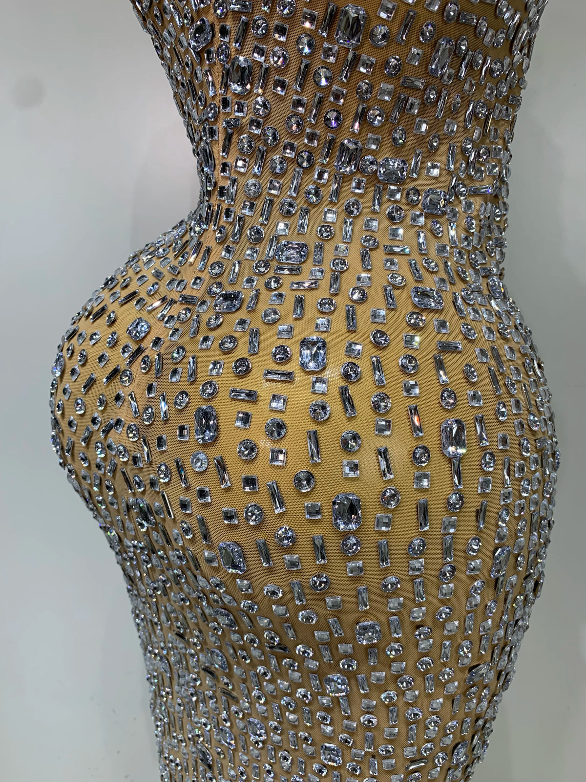 Gold Rhinestone Sleeveless Long Dress for Women