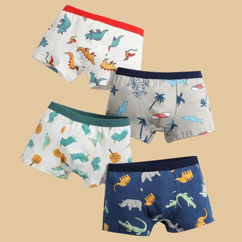Boys Cotton Boxer Briefs Dinosaur Print Underwear