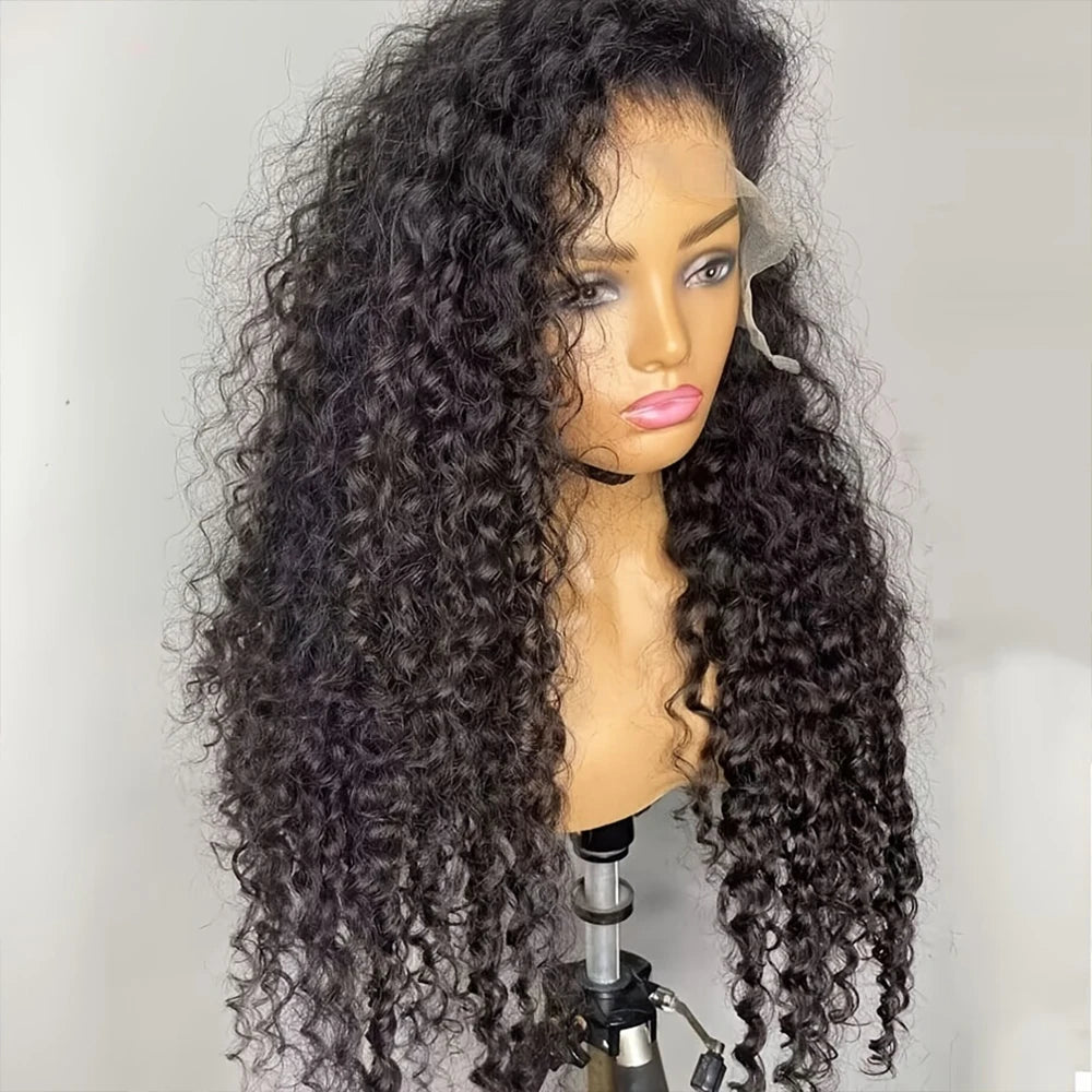 42 Inch Deep Wave Lace Front Human Hair Wig - Natural Color