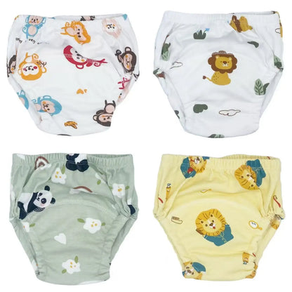 4PCS Reusable Cotton Baby Diapers for Potty Training
