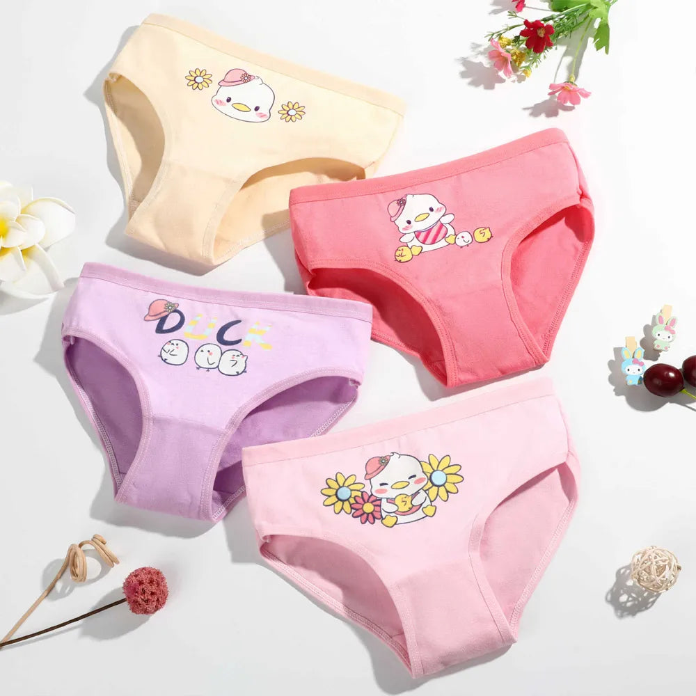 Cotton Cartoon Unicorn Print Girls Panties Set