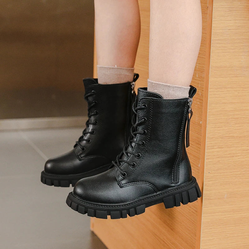 Comfortable Round Toe Thick Soled Riding Boots for Girls