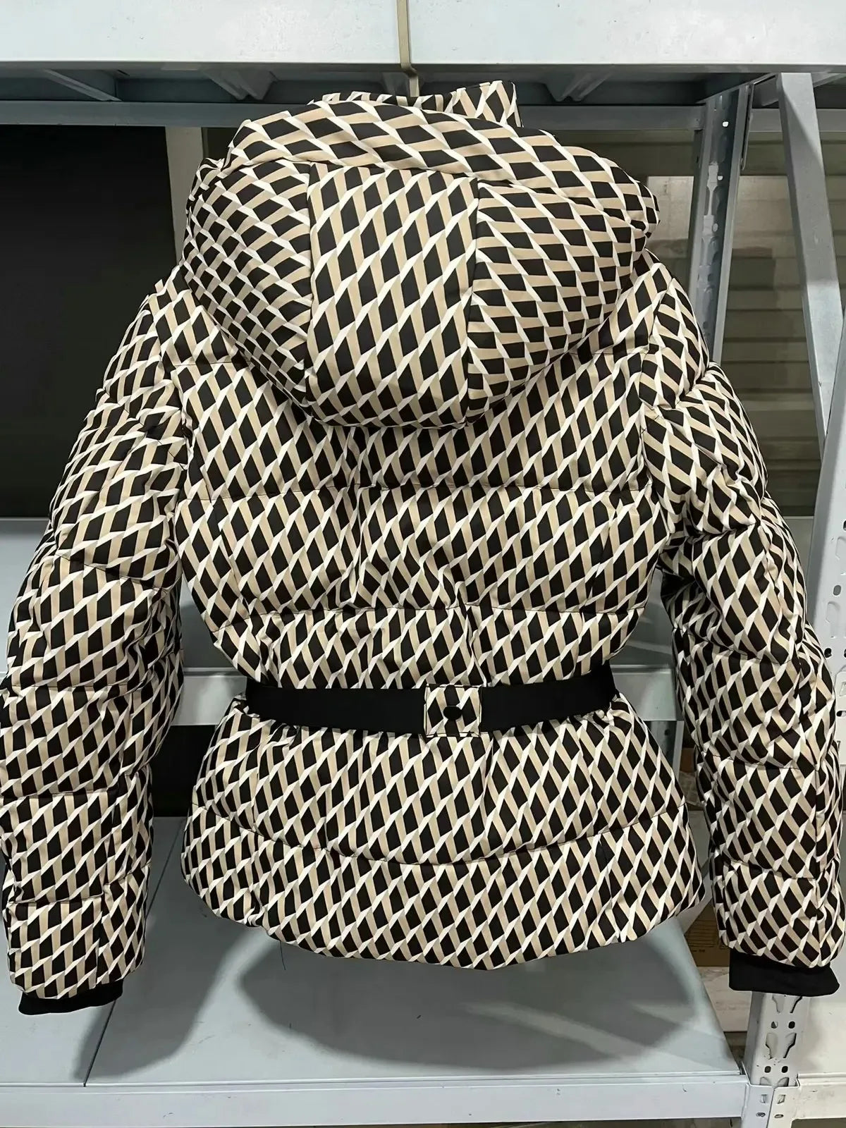 Women's Hooded Padded Winter Parka with Belt