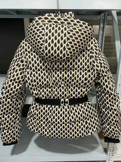 Women's Hooded Padded Winter Parka with Belt