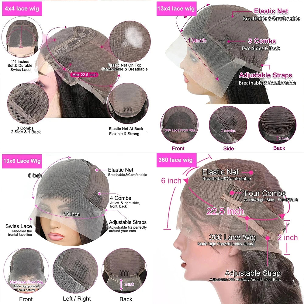 HD 360 Full Lace Wig 36 Inch Bone Straight Human Hair