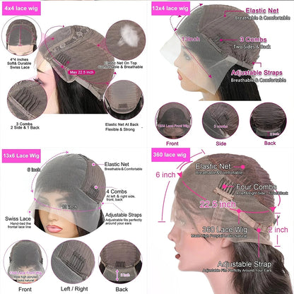 HD 360 Full Lace Wig 36 Inch Bone Straight Human Hair