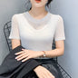 Women Slim Fit Long Sleeve Mesh T-Shirt