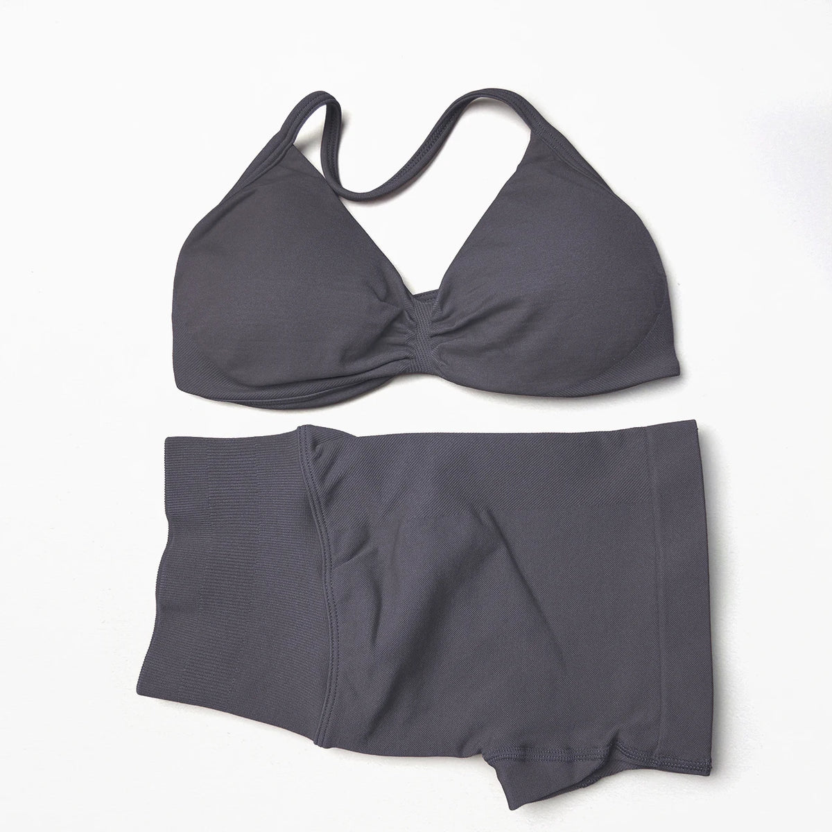 Seamless Strappy Yoga Bra and Scrunch Butt Shorts Set
