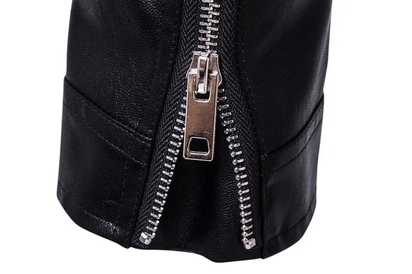 Men's Slim Fit PU Leather Motorcycle Jacket