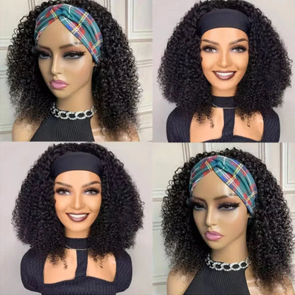 Brazilian Kinky Curly Headband Wig Glueless Short Bob