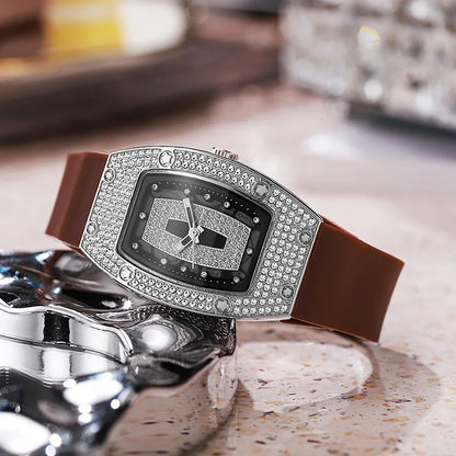 Women Silicone Jelly Quartz Tonneau Watch