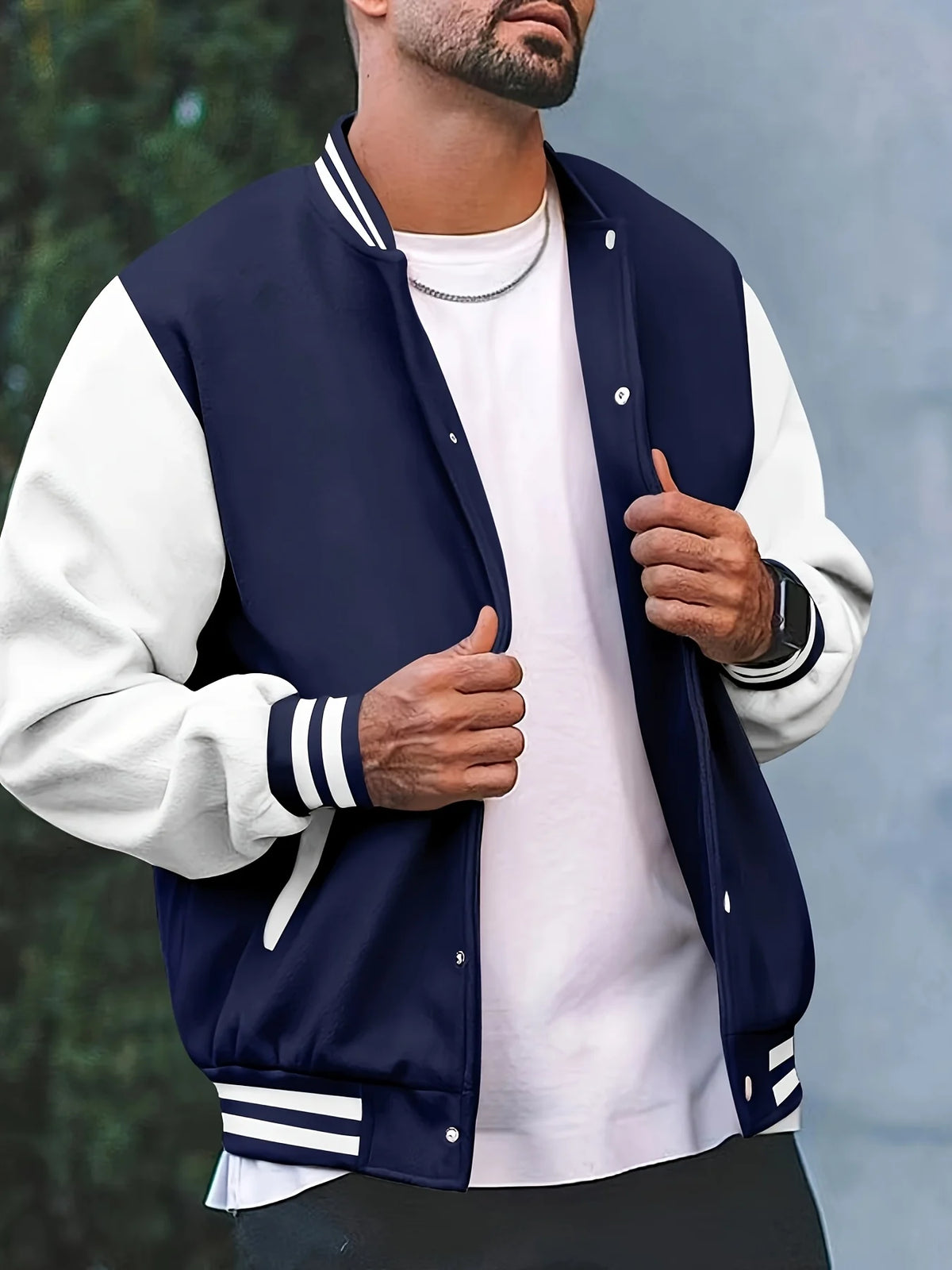 Men's Multi-Color Cotton Streetwear Baseball Jacket