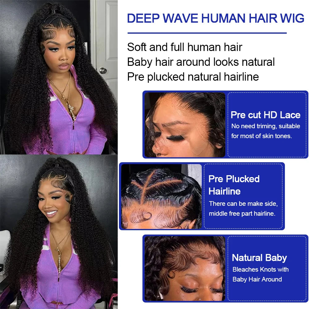 Jerry Curly 13x6 HD Lace Front Human Hair Wig 40 Inch