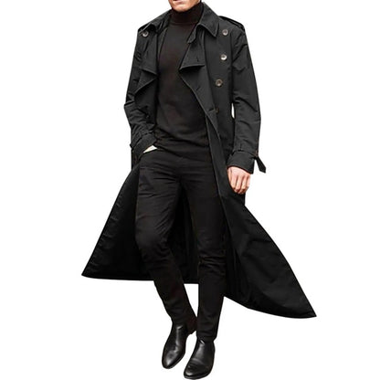 Men's Long Sleeve Extra Long Trench Coat