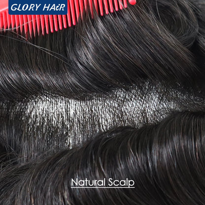 Double Knotted Toupee 130% Density Indian Hair 5 Inch