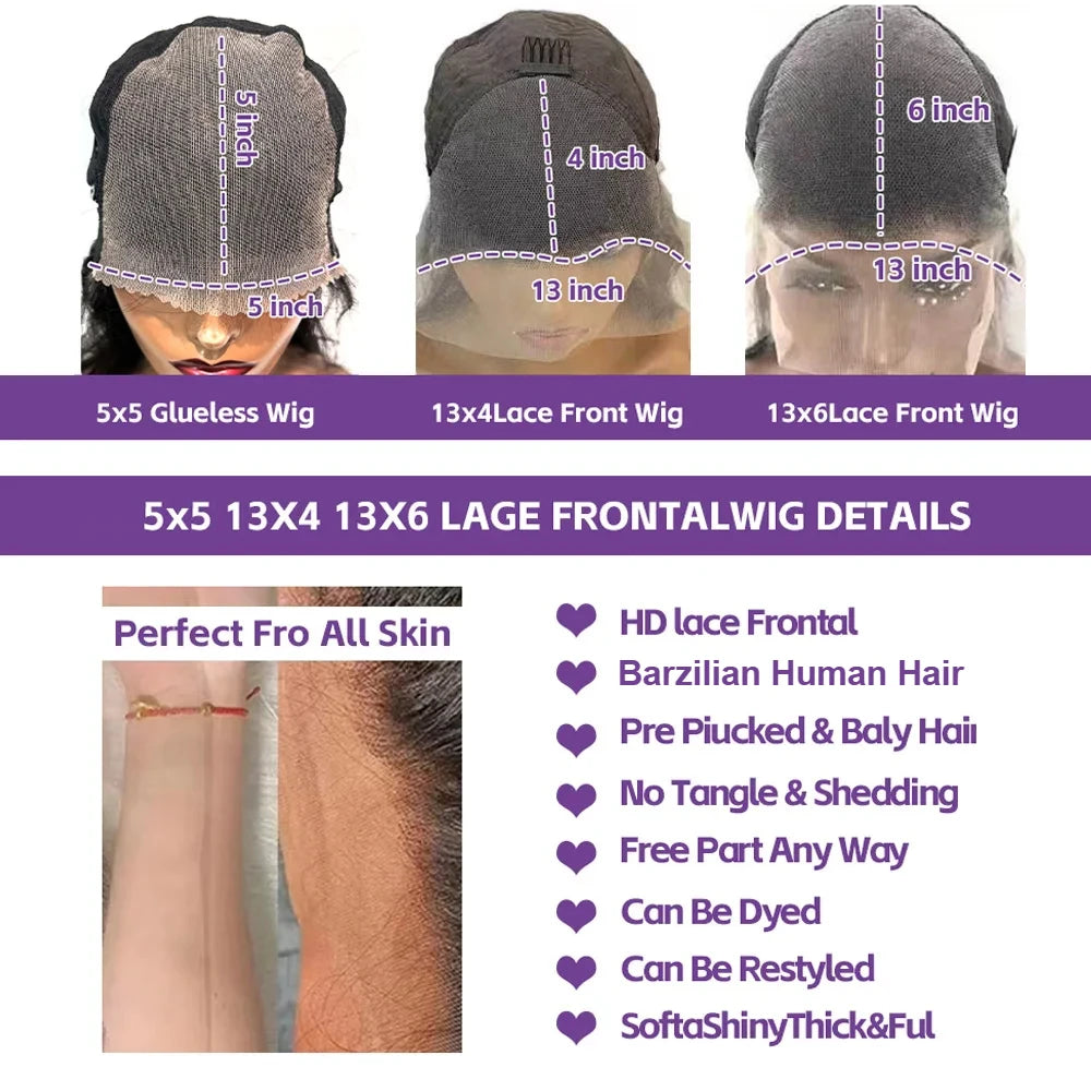 Body Wave Human Hair Glueless Wig 40 42 Inch