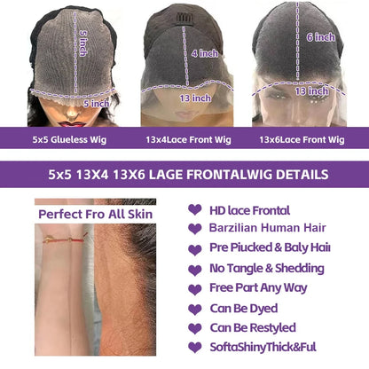 Body Wave Human Hair Glueless Wig 40 42 Inch