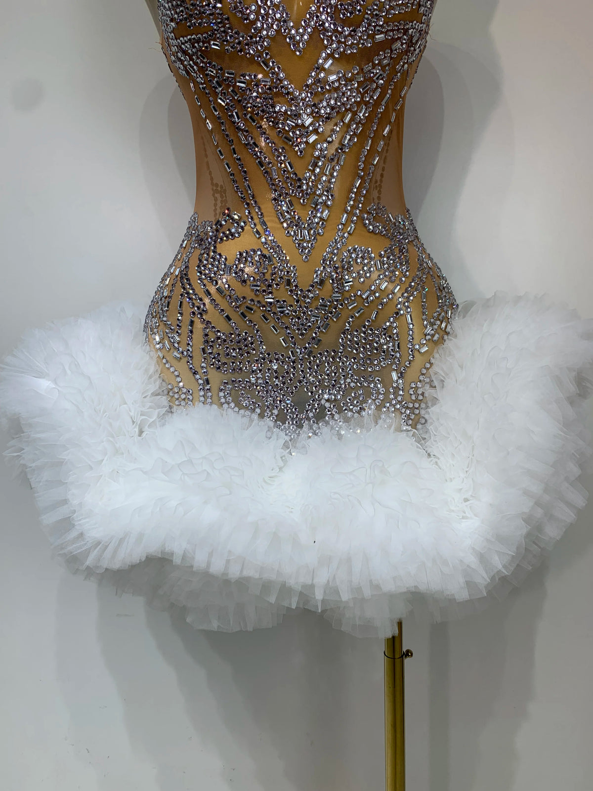 Sexy Rhinestone Mesh Bodycon Mini Dress for Women