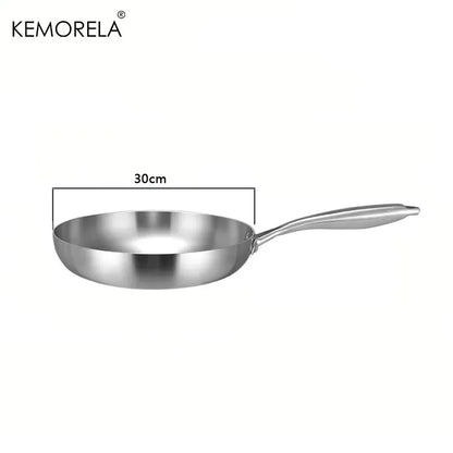 304 Stainless Steel Uncoated Frying Pan for Gas and Induction
